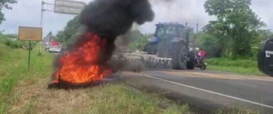 AGRICULTORES DE MAÍZ DE LA PROVINCIA DE LOS RÍOS CERRARON POR TRES HORAS LA VÍA QUEVEDO